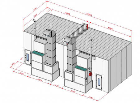 KraftWell KRW1254-MG Покрасочная камера 12 х 5 х 4 м., 60 000 м3/ч