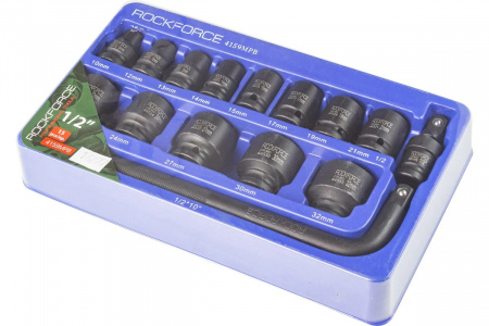 ROCKFORCE Набор головок ударных 15пр., 1/2", 6гр. (10,12-19,21,22,24,27,30,32), в ложементе