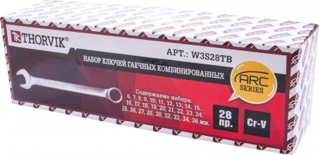 Thorvik Набор ключей гаечных комбинированных серии ARC в сумке, 6-36 мм, 28 предметов