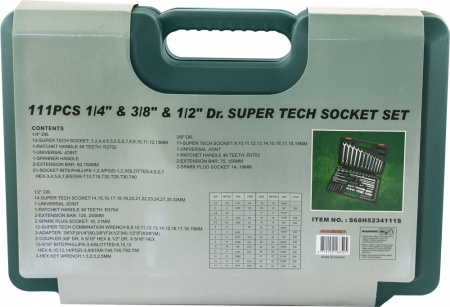 JONNESWAY Набор инструмента универсальный 1/4", 1/2", 3/8" Super Tech, 111 предметов