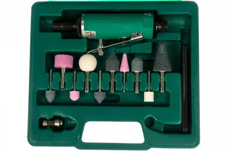 JONNESWAY Набор бормашинка пневматическая 25000 об/мин., патрон 3/6 мм, с насадками, 15 пр.