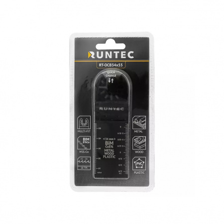 RUNTEC Насадка для МФИ (реноватора) BiM пильная прямая 34x55 мм по дереву, пластику и металлу