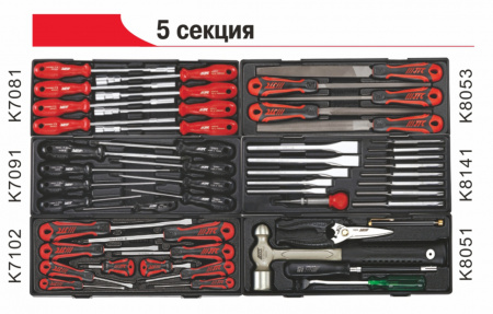 JTC Тележка инструментальная 8 секций (JTC-5641) с набором инструментов 496 предметов 