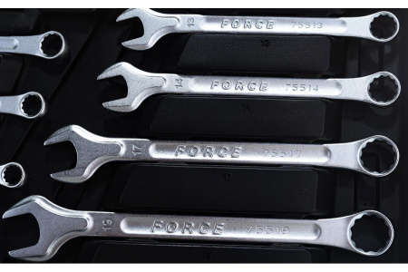 FORCE Набор инструмента 1/4"& 1/2" 6-гранный. головки, ключи комб., трещотки, биты, 82 пр. в кейсе