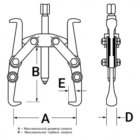 GARWIN PRO Съемник подшипников трехлапый, шарнирный, мини, 65 мм
