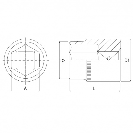 JONNESWAY Головка торцевая 6 гран, 1/4"DR, 7 мм