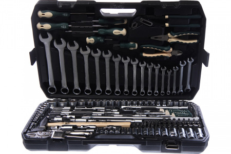 ROCKFORCE Набор инструмента 1/2"&1/4"&3/8"DR с 6-гранными головками, 180 пр., кейс