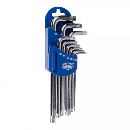 Licota Набор торксов угловых экстрадлинных с отверстием 9 пр. T10-T50