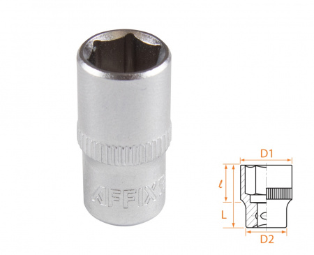 AFFIX Головка торцевая стандартная шестигранная 1/4", 09 мм