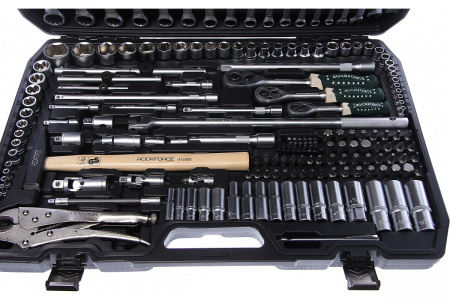 ROCKFORCE Набор инструмента 1/2"&1/4"&3/8"DR с 6-гранными головками, 180 пр., кейс