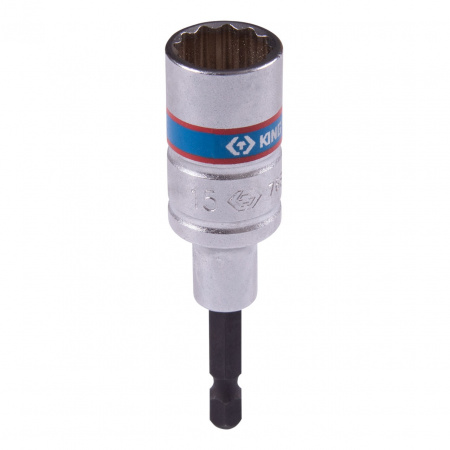 KING TONY Головка для шуруповерта двенадцатигранная 1/4", 15 мм, L = 80 мм