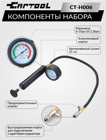 CAR-TOOL Набор для проверки радиатора, для обнаружения возможных утечек