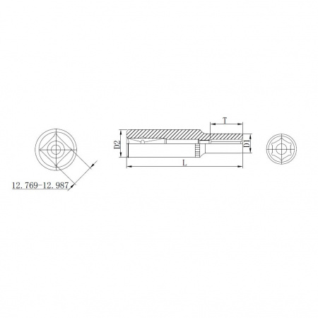 Thorvik Головка торцевая глубокая 1/2"DR, 27 мм, длина 78 мм