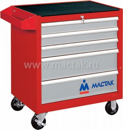 МАСТАК Тележка инструментальная, 5 ящиков, красная