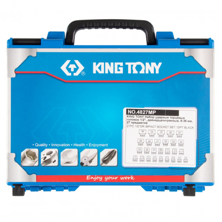 KING TONY Набор ударных торцевых головок 1/2", двенадцатигранные, 8-36 мм, 27 предметов